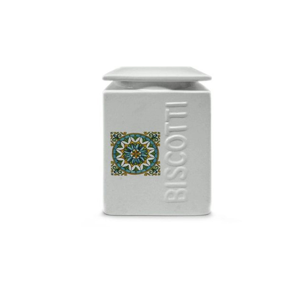 Barattolo Biscottiera da Cucina in Ceramica Decoro Fiore
