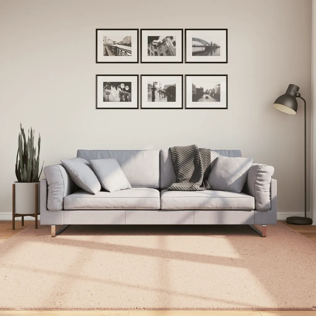 Tappeto a Pelo Corto HUARTE Morbido e Lavabile Rosato 200x200cm 375156