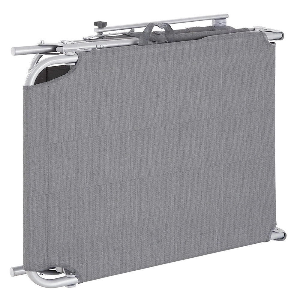 Trade Shop - Lettino In Textilene Con Parasole Grigio Mare Giardino Schienale Regolabile 281013 -