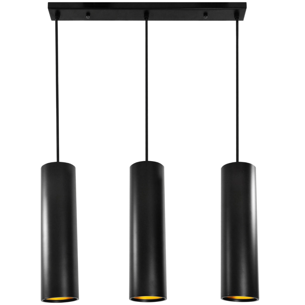 Lampada a sospensione tubi LATI 3xGU10 nero/oro Polux