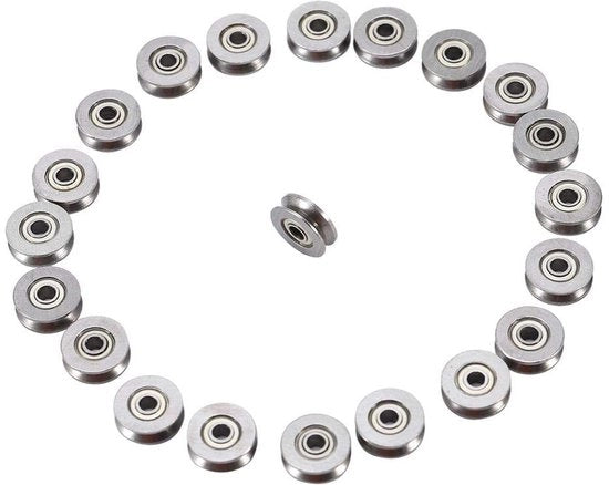 Supporto a Rulli V-Groove - 20 Pezzi - Sostenibilità e Affidabilità - 3x12x4mm - Acciaio di Carbonio - Per Applicazioni DIY - Per Supporti di Router