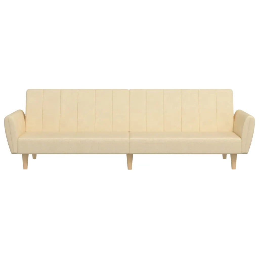 Divano Letto a 2 Posti Crema in Tessuto 375855