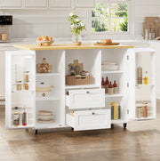 Isola cucina mobile con piano ribaltabile e 2 cassetti