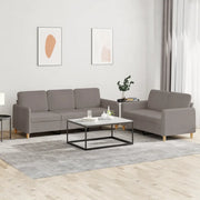 Set di Divani 2 pz con Cuscini Tortora in Tessuto