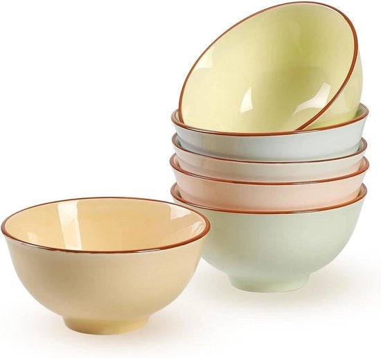 Set di contenitori per dessert premium - 6 pezzi - contenitori in ceramica - Candy Hue - resistente a magnetron e lavastoviglie - 10 oz - 23 cm - per riso, zuppe, snack, gelato e contorni