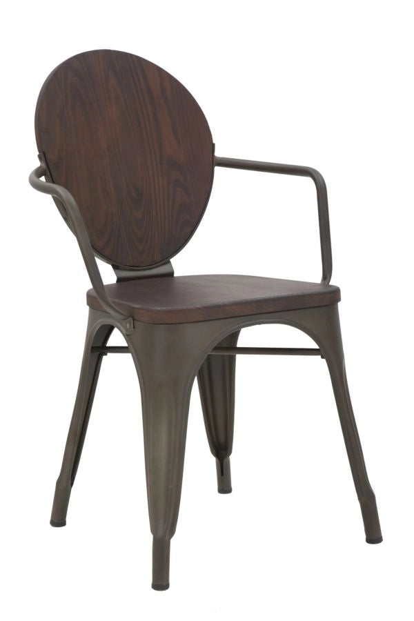 Set 2 Sedie 54x51x83 cm Harlem in Ferro e Legno Naturale e Grigio