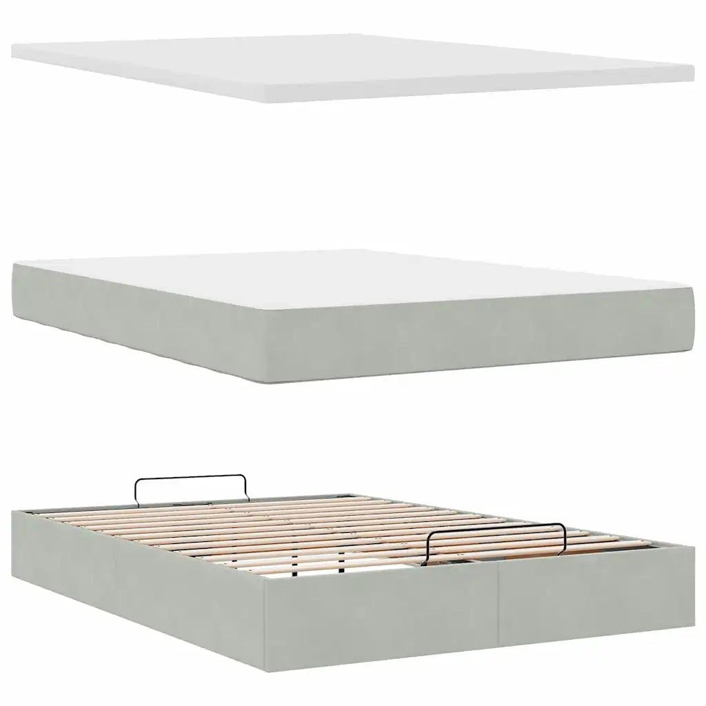 Struttura Letto Pouf con Materasso 140x190 cm Velluto 3311915