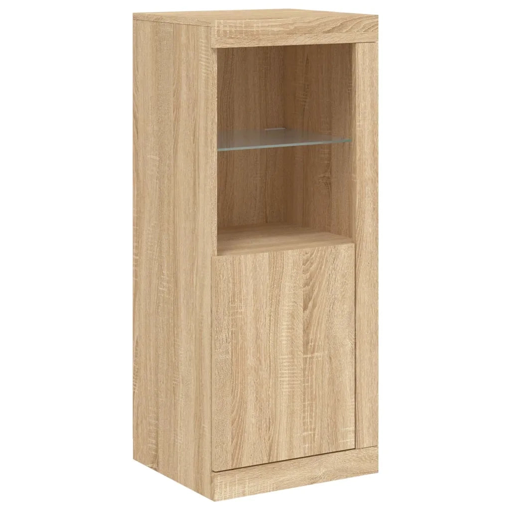 Credenze con Luci LED 3 pz | Madia | Buffet da pranzo | Armadio da pranzo Rovere Sonoma in Legno Multistrato