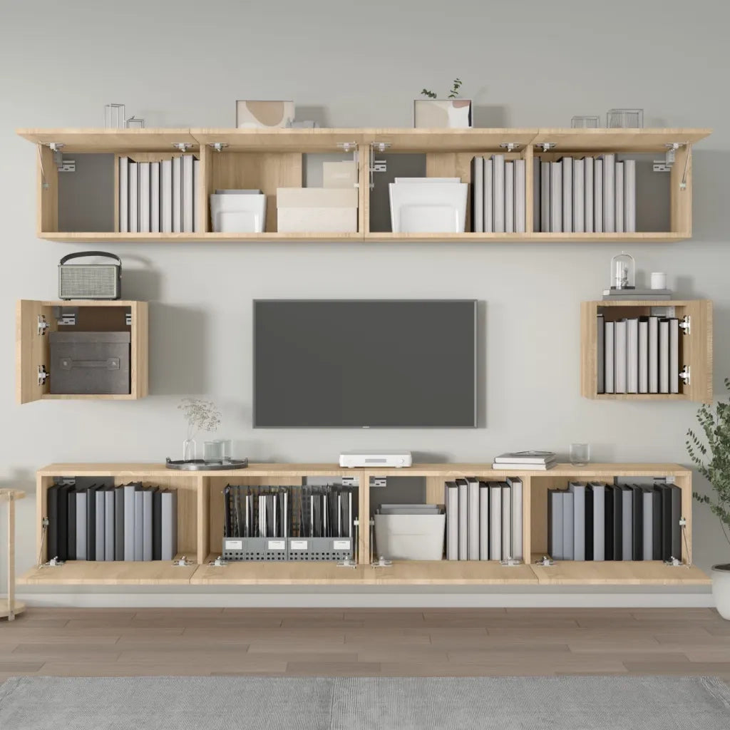 Set di Mobili Porta TV 6 pz Rovere Sonoma in Legno Multistrato 3114368