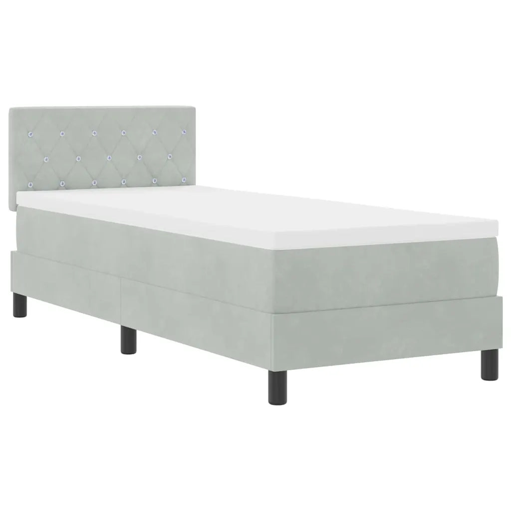 Letto a Sorgente LED con led Grigio chiaro 80 x 200 cm Velluto
