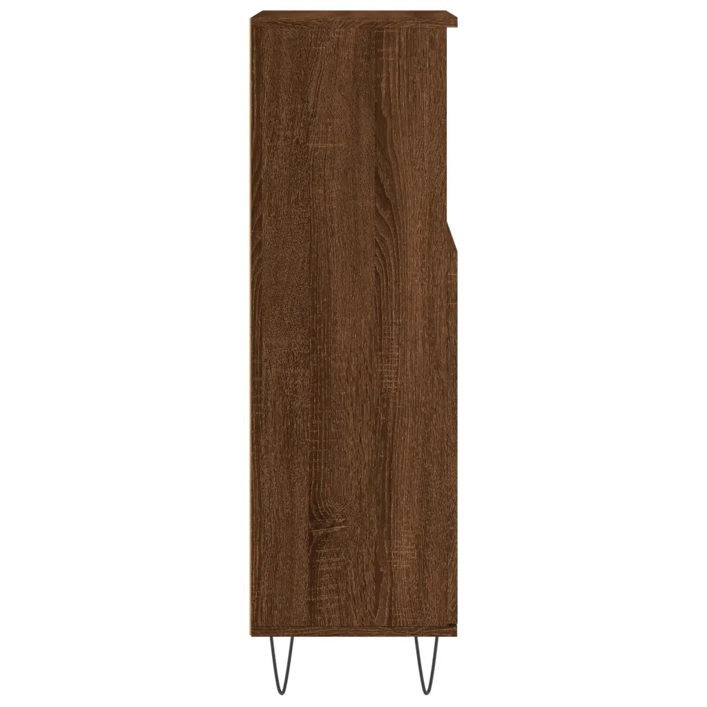 Armadietto Bagno | Armadio da bagno Rovere Marrone 30x30x100 cm Legno Multistrato