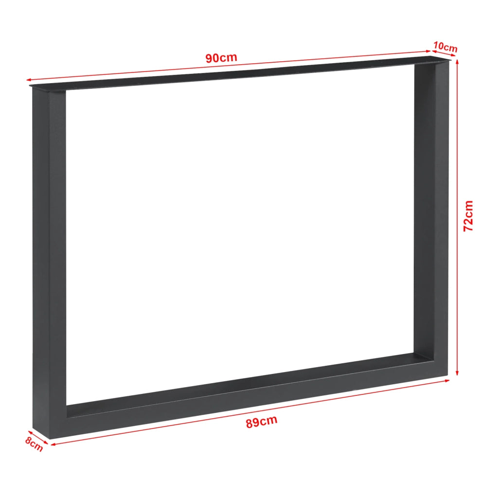 Set di 2 gambe per tavolo mobili moderni design originale fai da te acciaio 72 x 90 cm nero 03_0009684