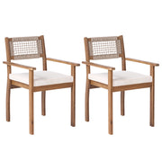 Set da giardino composto da 2 sedie in legno di acacia marrone chiaro con piano in stile rustico per esterni