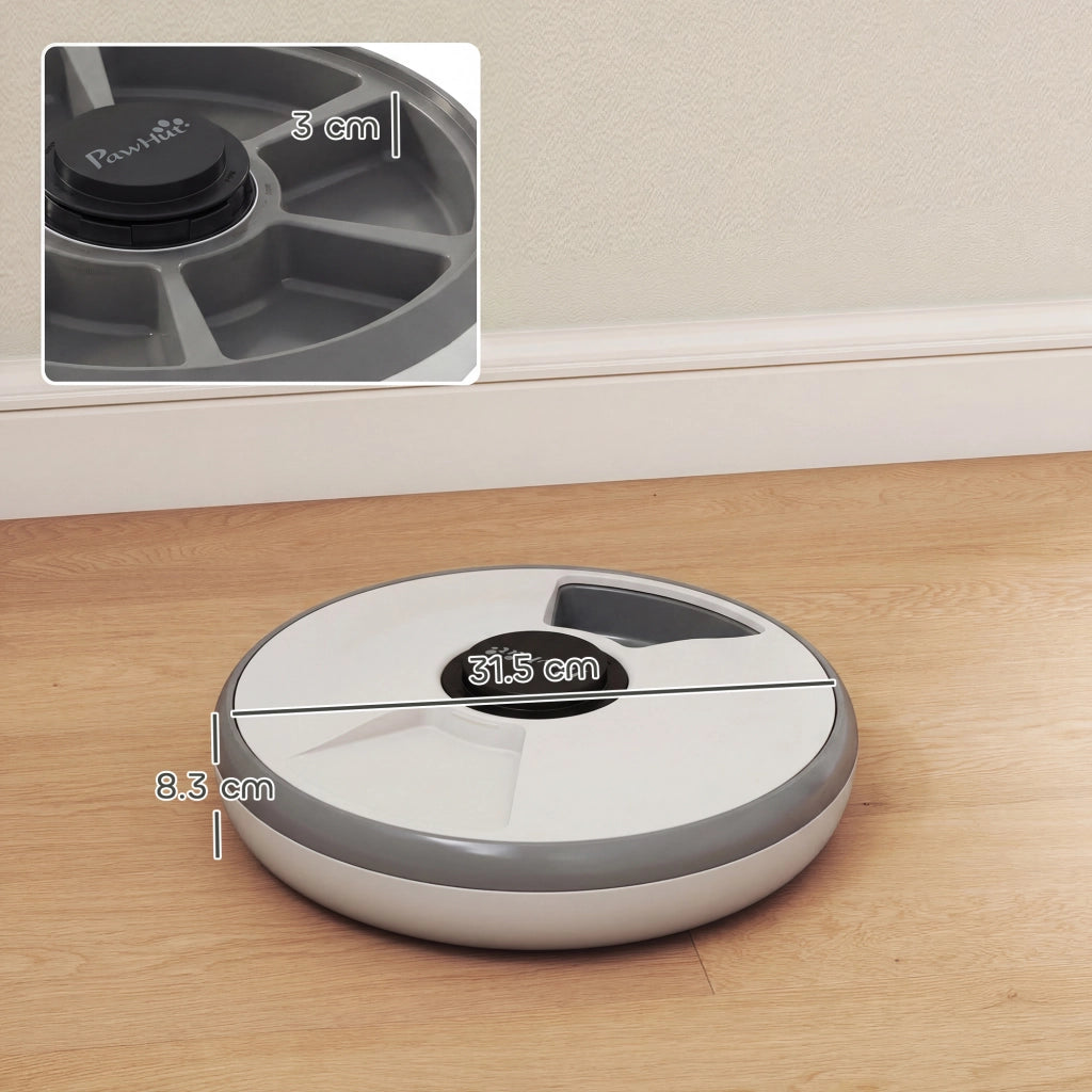 Distributore Automatico Cibo Gatti e Cani con Timer e Display LED. 1-6 Pasti al Giorno. per Cibo Secco e Umido