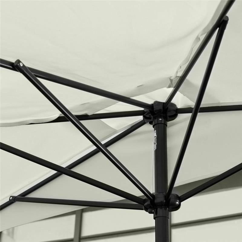 OMBRELLONE SEMICIRCOLARE DA TERRAZZA E GIARDINO CON MANOVELLA, 230X130X249CM, CREMA