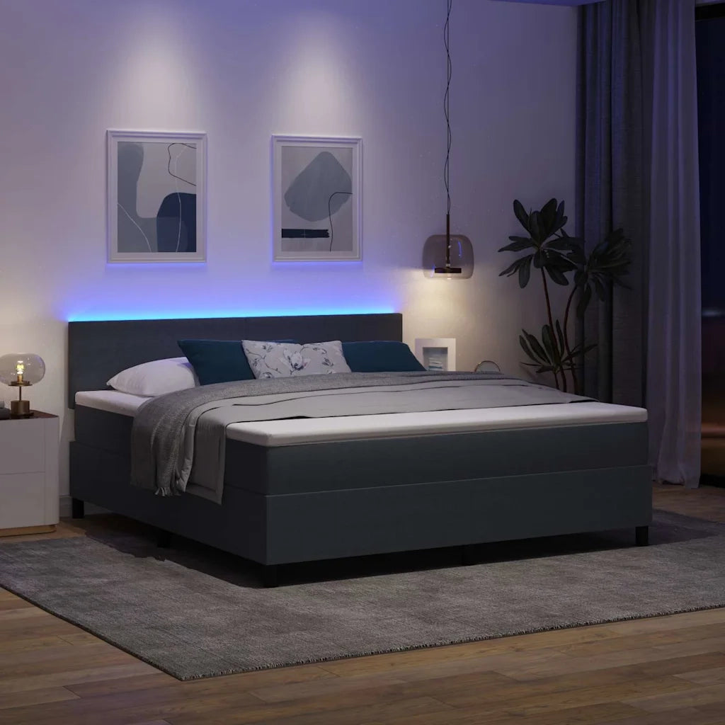 Letto a Sorgente LED Grigio Scuro e Bianco 180 x 200 cm 3337612
