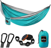 Hangmat leggera da solo e da coppia con cinghie di sicurezza - hangmat a paracadute per campeggio e escursione - colore arancione e grigio, dimensioni 78 inch x 118 inch L