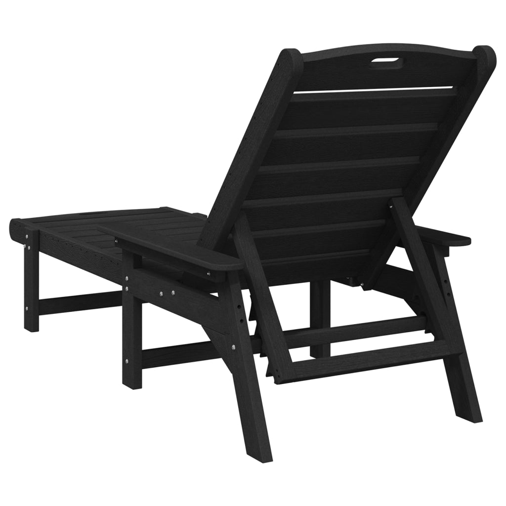 Lettino Prendisole Nero 53x162x98.5 cm HDPE