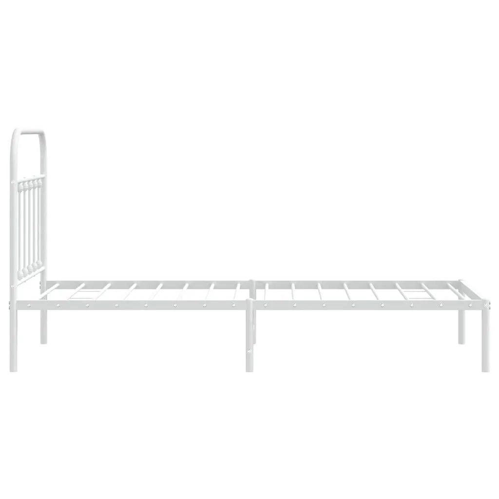 Letto singolo | Letto per adulti | Giroletto con Testiera Metallo Bianco 90x190 cm