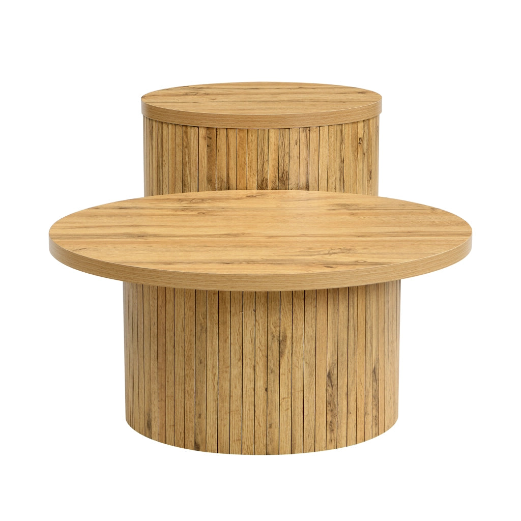 Tavolino da Salotto Rotondo con Ripiano in Legno ¨C Xylo ¨C Naturale