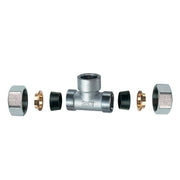 RACCORDO CROMATO A T  CON 2 MONOCONI IN GOMMA PER RAME- 3/4 x 22- FAR- pezzi 1