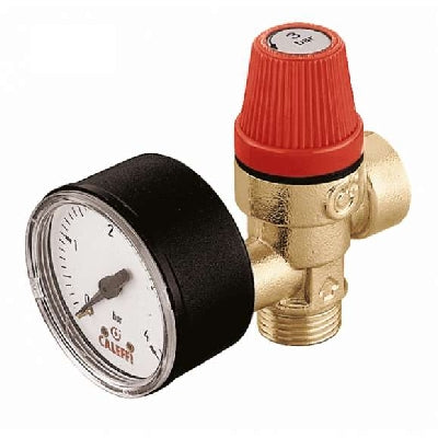 VALVOLA DI SICUREZZA ORDINARIA MF C/MANOMETRO- 1/2 - 6 Bar- CALEF- pezzi 1
