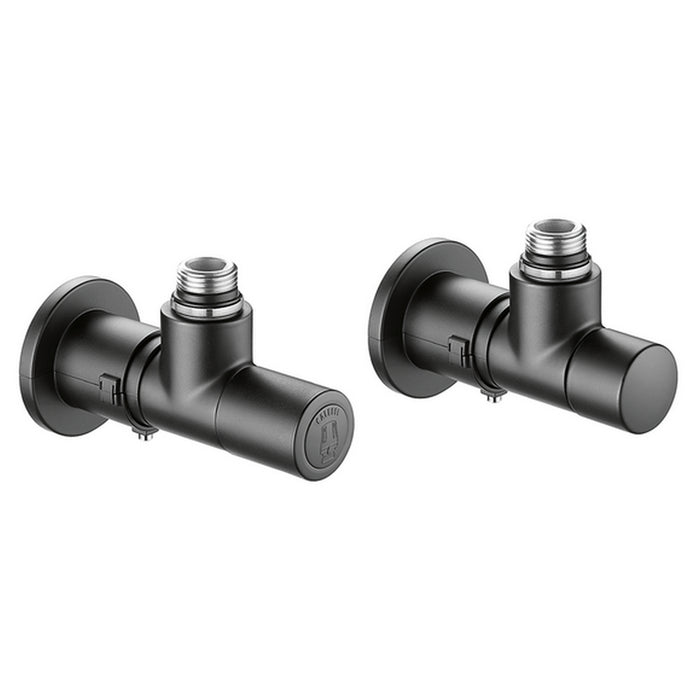 VALVOLA + DETENTORE A SQUADRA TERMOSTATIZZABILE NERA- 1/2 23 p. 1,5 Nero- CALEF- pezzi 1