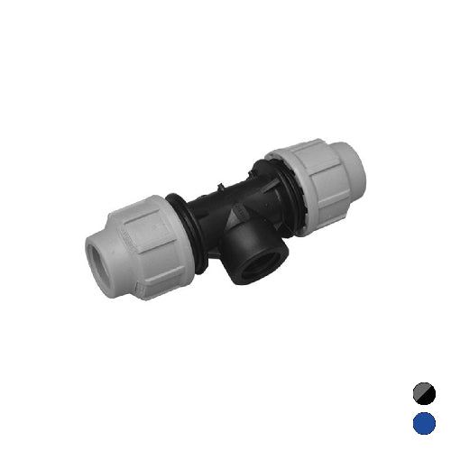 TEE A 90  °  C/DERIVAZIONE FEMMINA IKARO RACCORDO PER POLIETILENE- 2 x 63- IKARO- pezzi 5