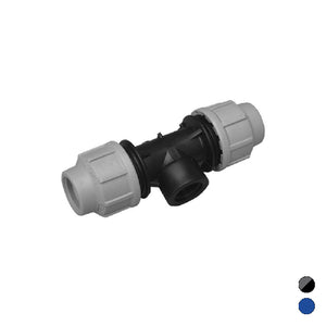 TEE A 90  °  C/DERIVAZIONE FEMMINA IKARO RACCORDO PER POLIETILENE- 3 x 90  Blu- IKARO- pezzi 1