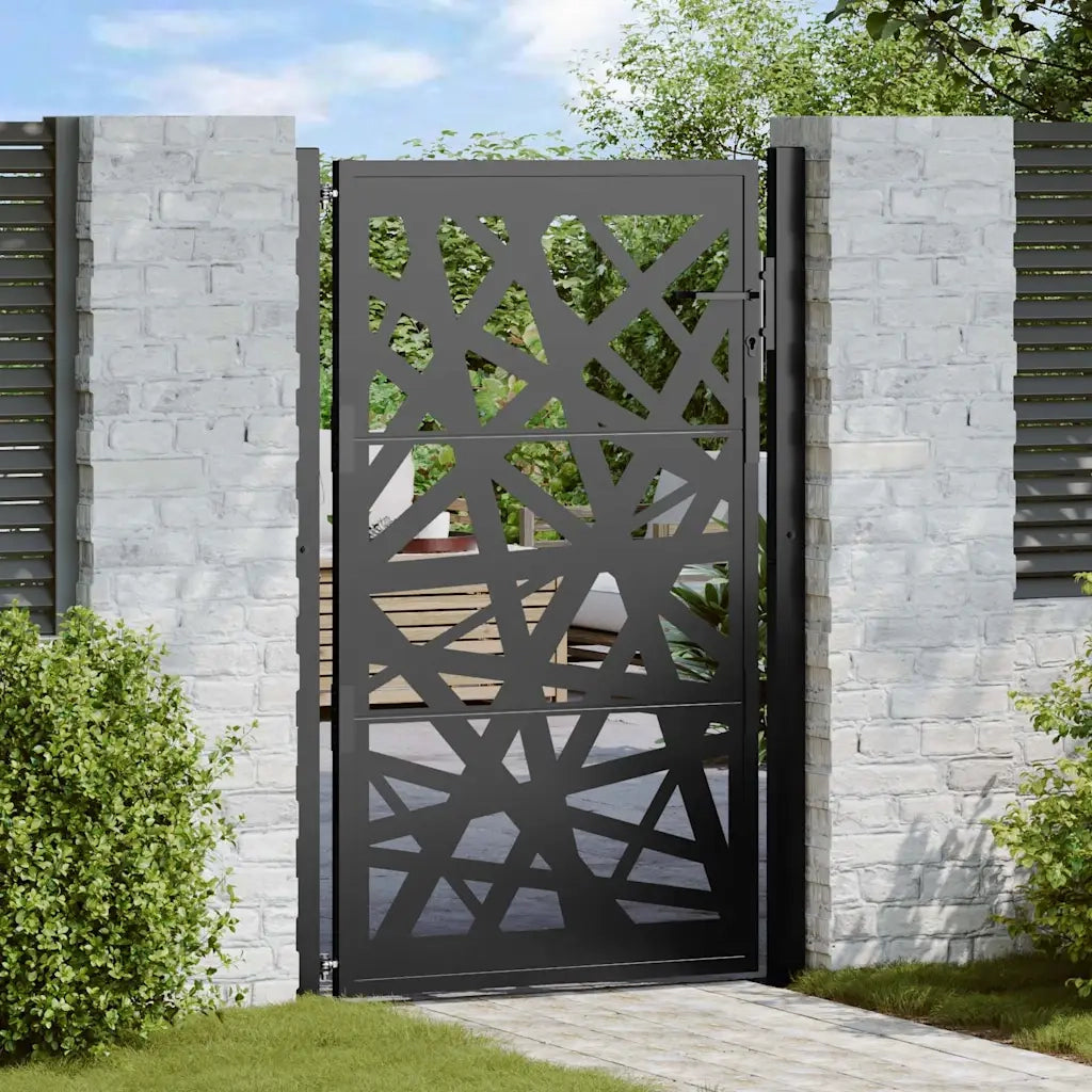 Cancello da giardino nero 100x150 cm in acciaio design leggero 4100951