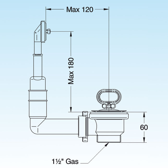 PILETTA TP RETTANGOLARE UNIVERSALE PER LAVELLO CON FORO DM 60- LIRA- pezzi 1