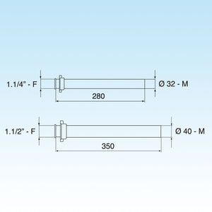 PROLUNGA JOLLY DIRITTA DIAM. 40x340 - 11/2- Diam. 40 x 350- LIRA