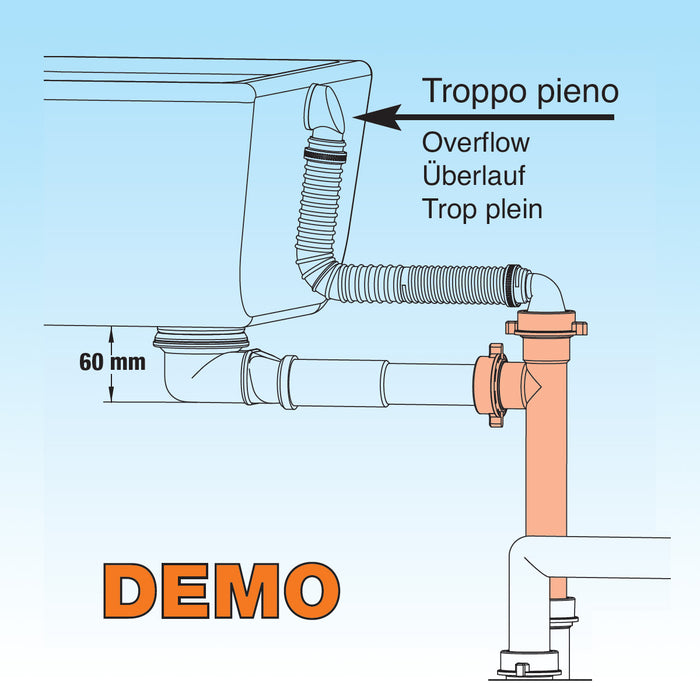 SIFONE SALVASPAZIO PER LAVABO CON raccordo e portagomma 1 - 11/4 D. 32-40 mm LIRA