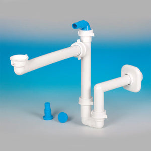 SIFONE SALVASPAZIO PER LAVABO CON raccordo e portagomma 1 - 11/4 D. 32-40 mm LIRA