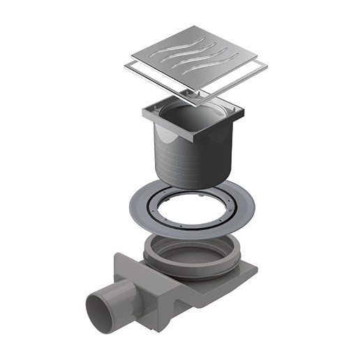 CANALINA SCARICO DOCCIA QUADRATA ONDA- 10x10- DH- pezzi 1