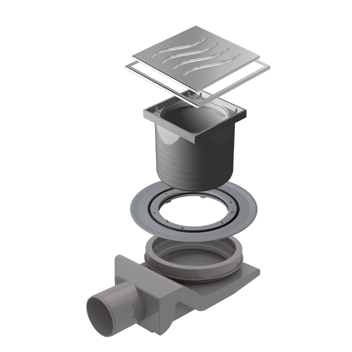 CANALINA SCARICO DOCCIA QUADRATA ONDA- 10x10- DH- pezzi 1