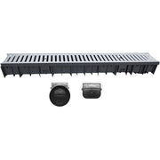 CANALE WAVEDRAIN CON GRIGLIA ACCIAIO ZINCATO + TESTATA E SCARICO D.110- 1000 mm- DH- pezzi 1
