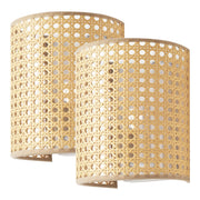 Set di 2 Applique per Interni Ascot a Paralume Semicilindrico - Effetto Rattan lux.pro