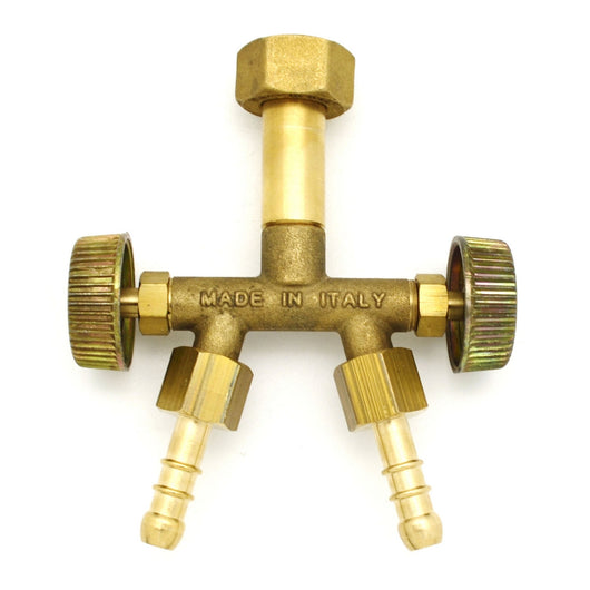 RACCORDO DUE USCITE CON RUBINETTO DI INTERCEZIONE PER BOMBOLA- senza- pezzi 1