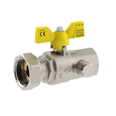 VALVOLA A SFERA PER GAS ATT. FEMMINA -DADO GIREVOLE- 3/4 x 1   DN 20- FIV- pezzi 1