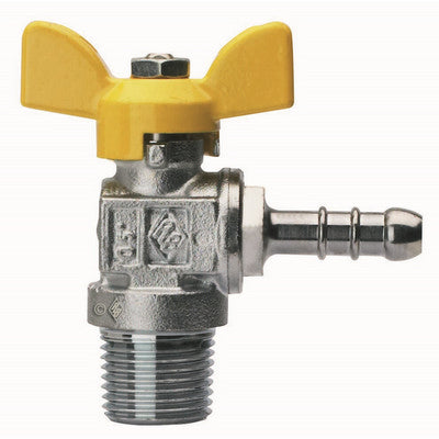 VALVOLA A SFERA PER GAS A SQUADRA FILETTATURA MASCHIO CON PORTAGOMMA- 3/8 x 13  DN 10- RB- pezzi 1