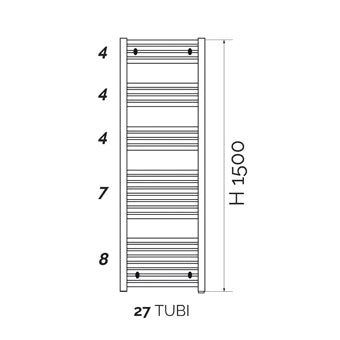 TERMOARREDO LINEA KALURA DIRITTO H 1500- Bianco  Int. 550  -  L 600- ATON- pezzi 1