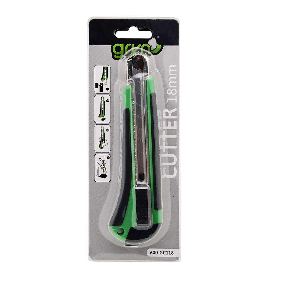 CUTTER GRYN 18MM C/IMPUGNATURA ANTISCIVOLO IN GOMMA- GRYN- pezzi 1