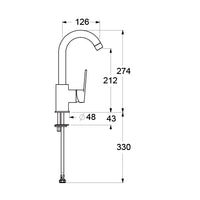MISCELATORE MONOCOMANDO LAVABO CANNA TONDA SERIE SMERALDO- Cromo- NYMO