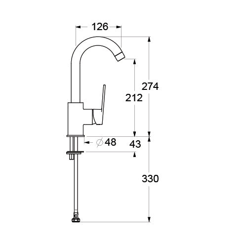 MISCELATORE MONOCOMANDO LAVABO CANNA TONDA SERIE SMERALDO- Cromo- NYMO