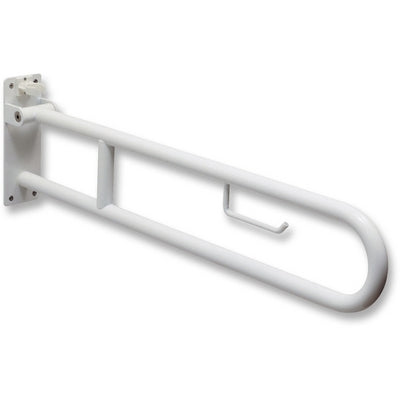 BARRA DI SOSTEGNO RIBALTABILE CON PORTACARTA IGIENICA- cm. 85 Acciaio Inox- DH- pezzi 1