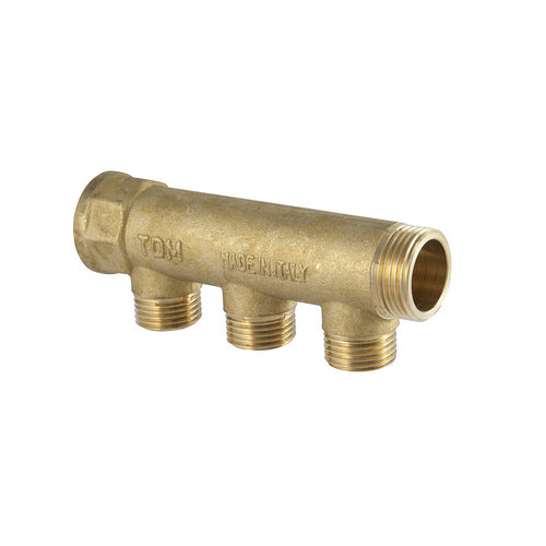 COLLETTORE LINEARE IN OTTONE GIALLO USCITA 3/4 EUROCONO- 1 x 3/4 3 Vie- TDMB- pezzi 1