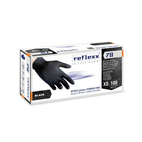 100 PZ GUANTI IN NITRILE NERO SENZA POLVERE R78- Taglia M- REFLE- pezzi 1