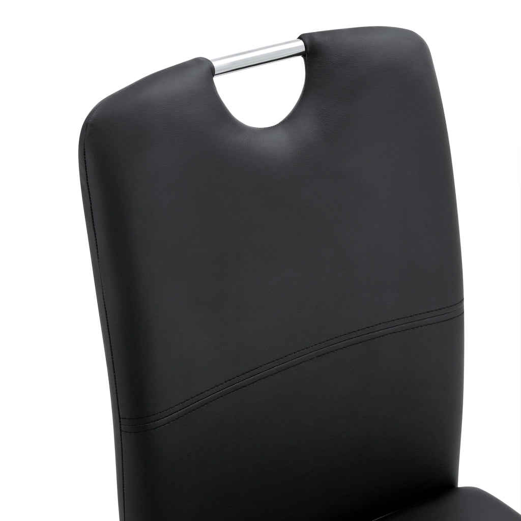 Sedia da Pranzo con Design Ergonomico e Seduta con Molle, Struttura in Metallo, in PU Nero