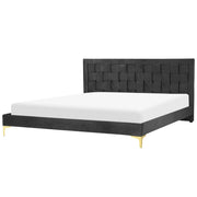 Struttura del letto imbottita 180 x 200 cm nero Gambe dorate in velluto